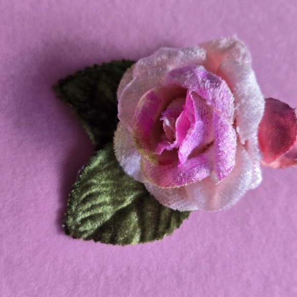 Pink Velvet Rose Hair Clip | Romantic Hair Accessory - Picture 6 of 8